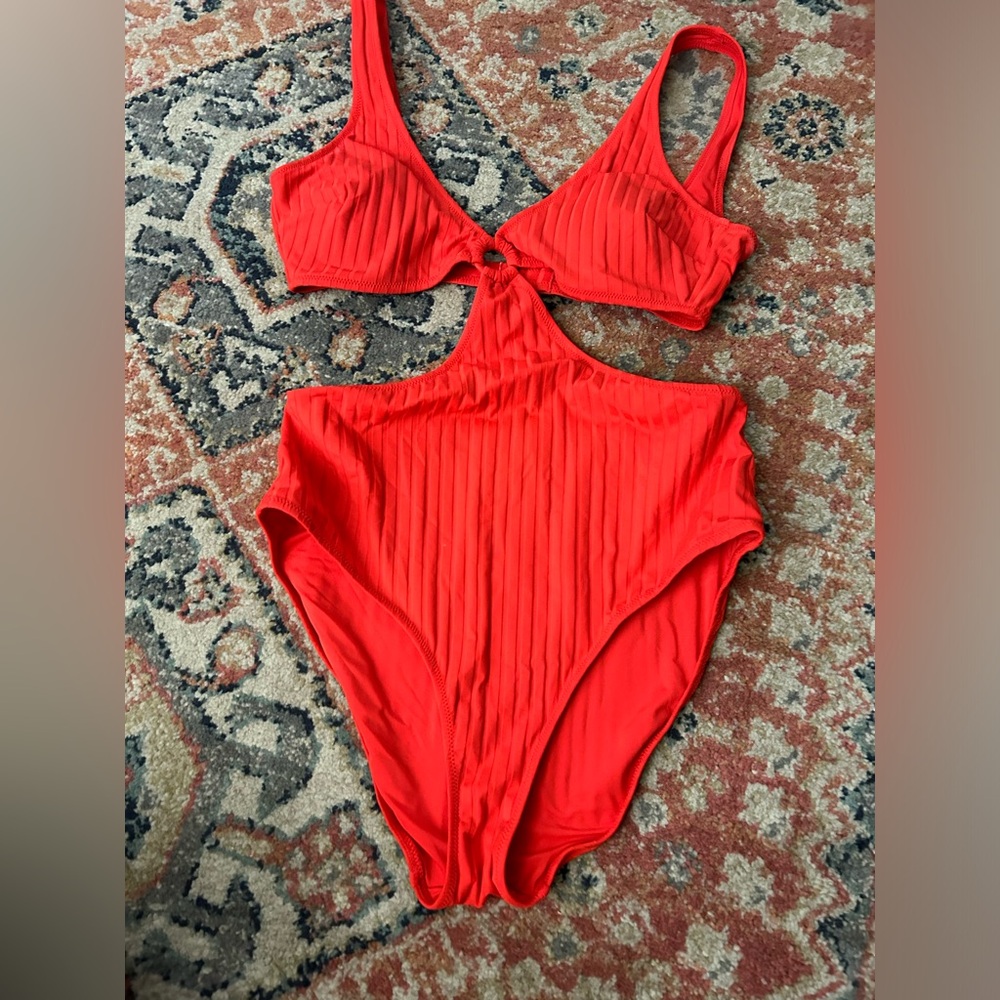 Dark coral one piece aerie swim